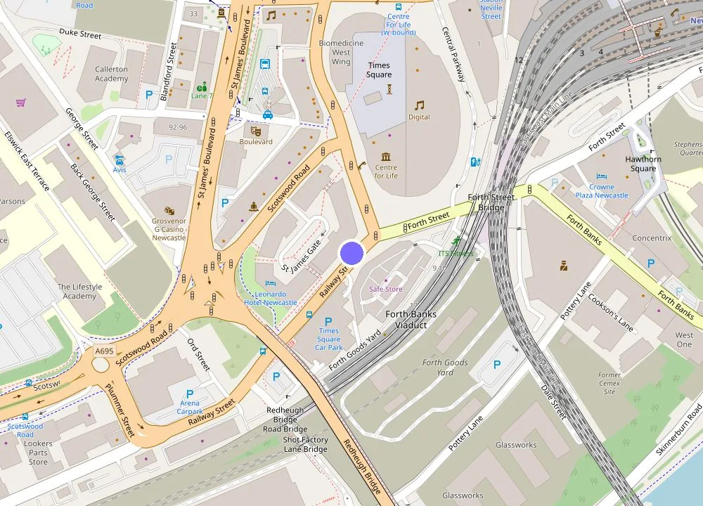 Map: Leonardo Hotel Newcastle